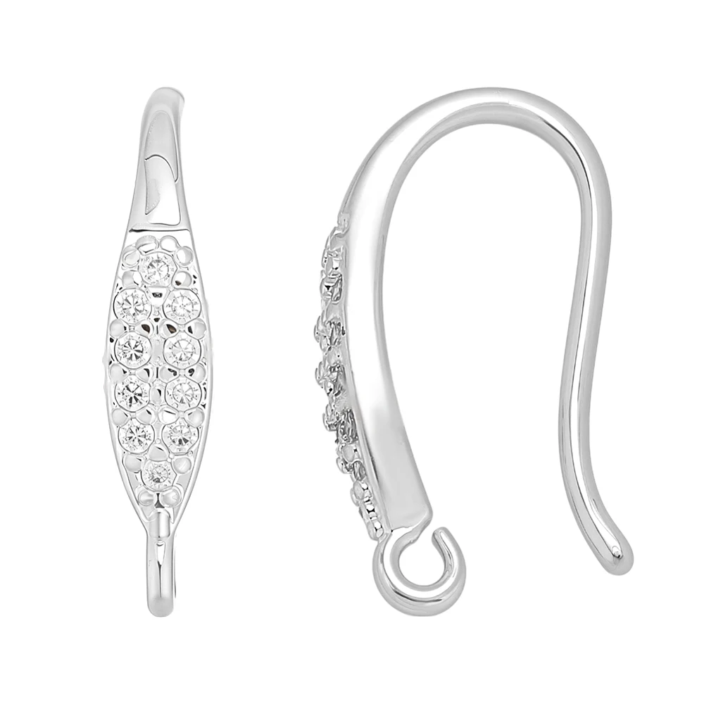 20Pcs Brass Micro Pave Cubic Zirconia Earring Hooks Ear Wires with Vertical Loop French Rhinestone Earring Findings Connectors