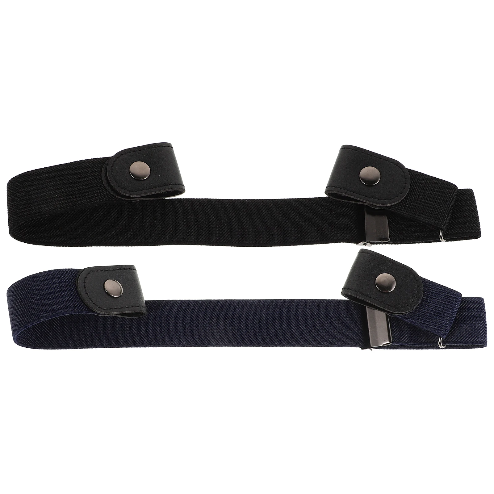 

2pcs Faux Belt Women Men No Buckle Stretch Waist Belt Invisible Adjustable Comfortable Dress Belts For Jean Ladies Lazy