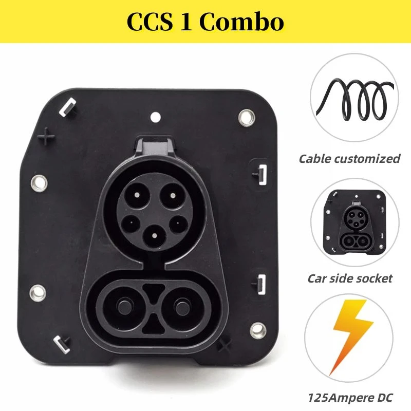 CCS1 Electric Car Vehicle Male Combo 1 CCS 1 Socket Type 1 Charging Connector DC 125A 1000V AC 16A/32A/60A 240/415V For PHEV