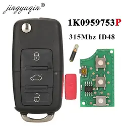 Jingyuqin 1 k0959753p 315MHZ ID48 klucz składany pilot do VOLKSWAGEN VW GOLF EOS GTI Rabbit JETTA Car Fob 4btn 1 k0 959 753 P