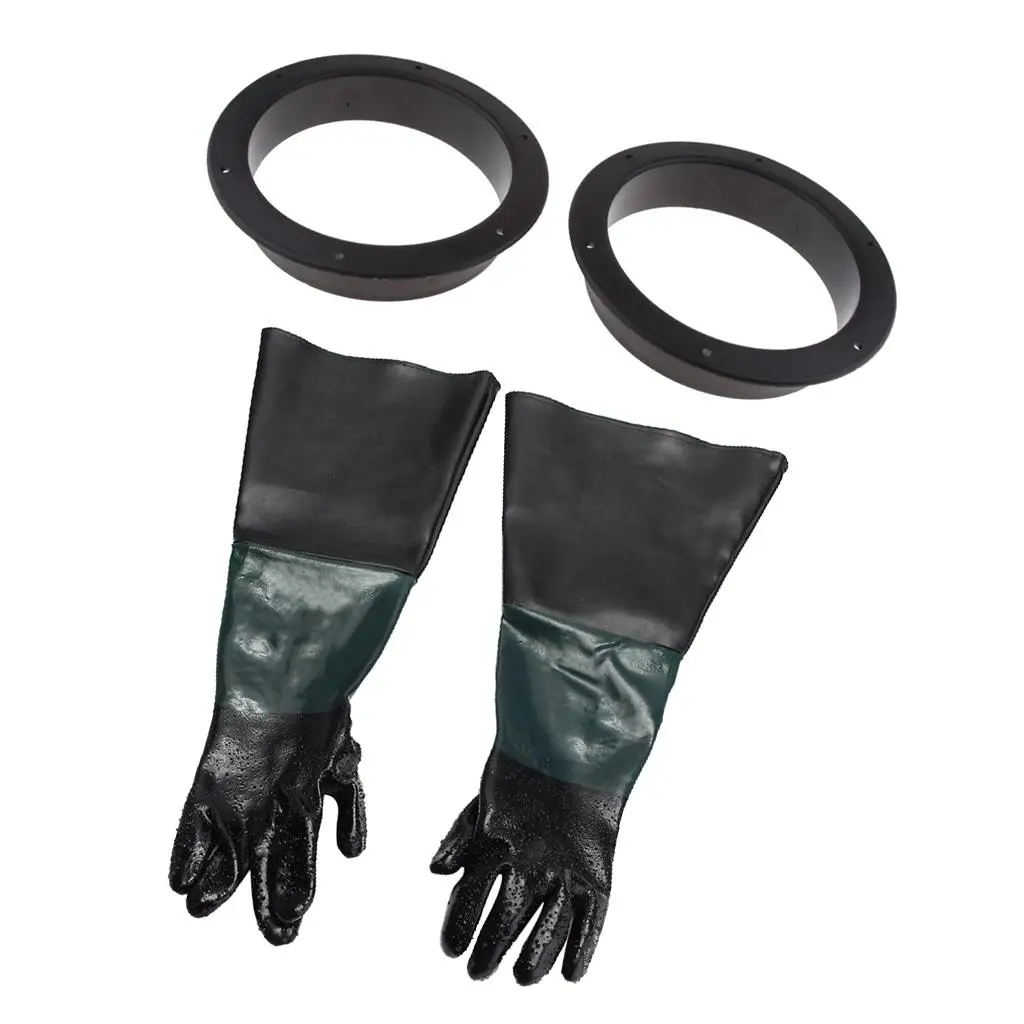 1 Pair of Heavy-duty Work Gloves with Brackets for Sandblasting Cabinet