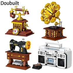 Doubuilt Classic Creative Building Blocks Gramophone Vintage Telephone Radio Sewing Machine Model Kid Gifts for lego friends