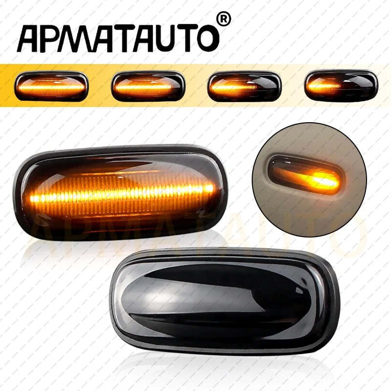 

2Pcs LED Side Marker Lights For Land Rover Discovery 2 Defender 1 Freelander Amber Dynamic Fender Turn Signal Indicator Repeater