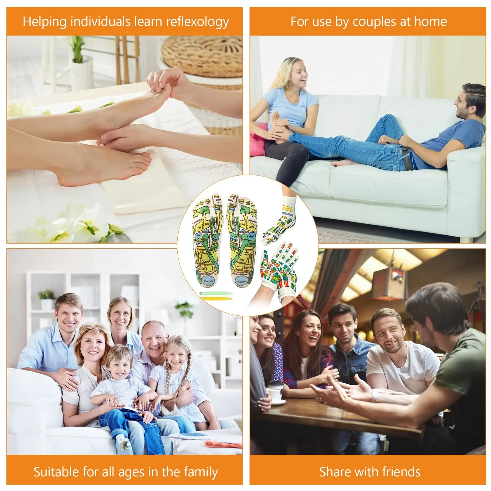 Reflexzonenmassage, Socken, Handschuhe, Hand- und Fußmassage, beruhigende, entspannende Therapie, Schmerzlinderung, Verbesserung der Durchblutung, Gesundheit, persönliche Fußpflege