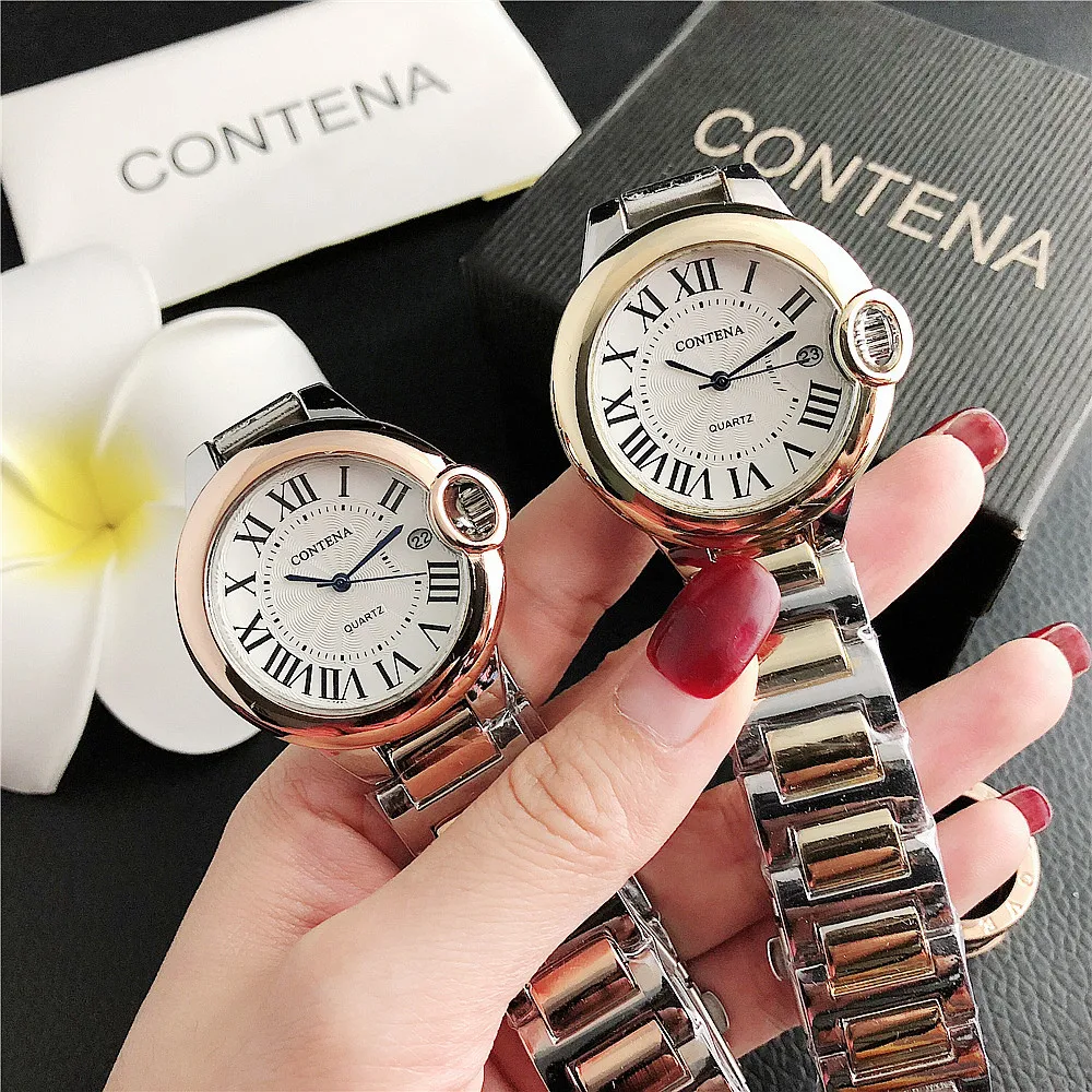 New Top Brand Luxury Stainless Steel Men and Women Luxury Atmosphere Quartz Watches Fashion Women Date Watch Suit Gift for Women