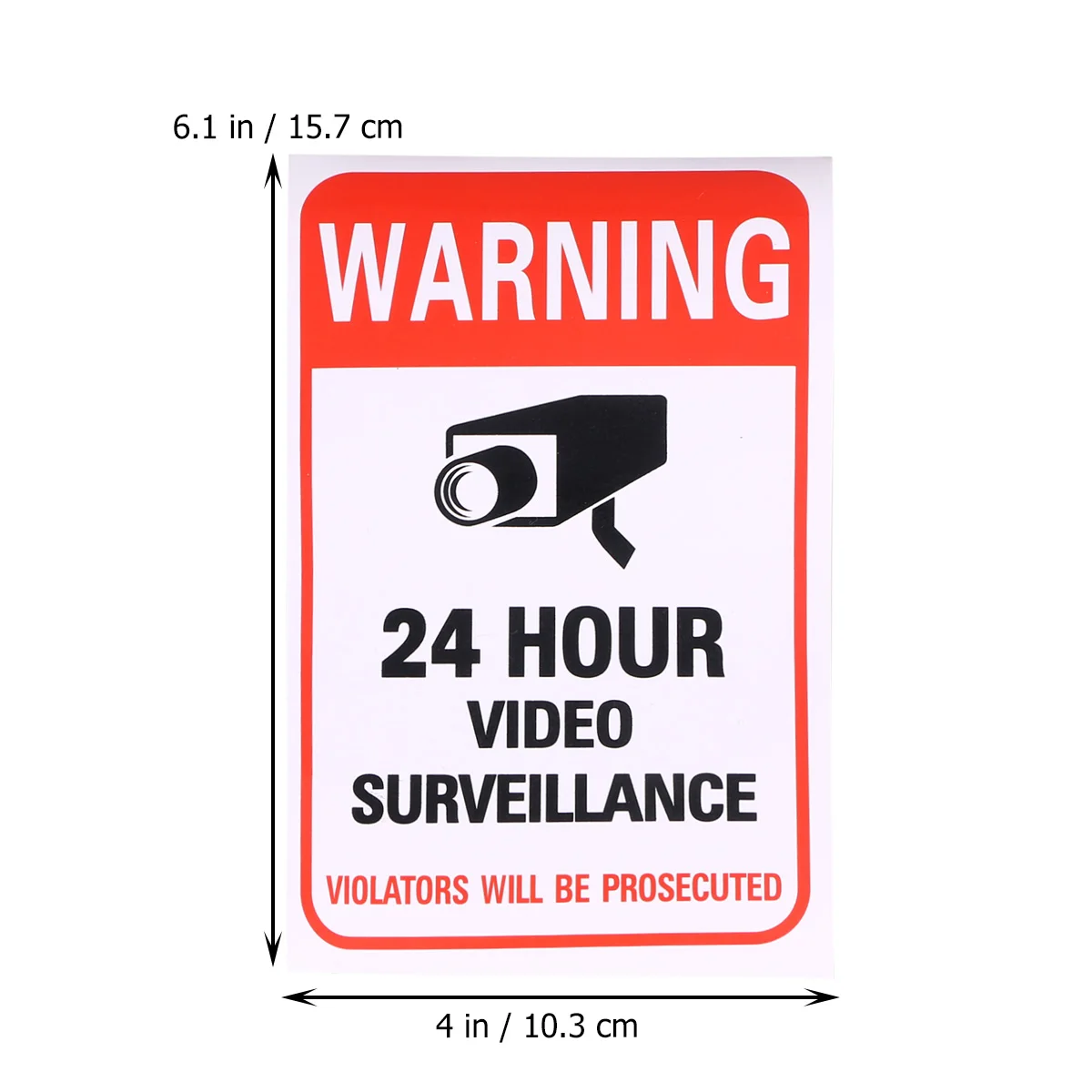 

10 pcs Surveillance Warning Sticker Sign Crime Prevention 24 Hour Vedio Indoor Outdoor Car Tape Smooth Surface Long