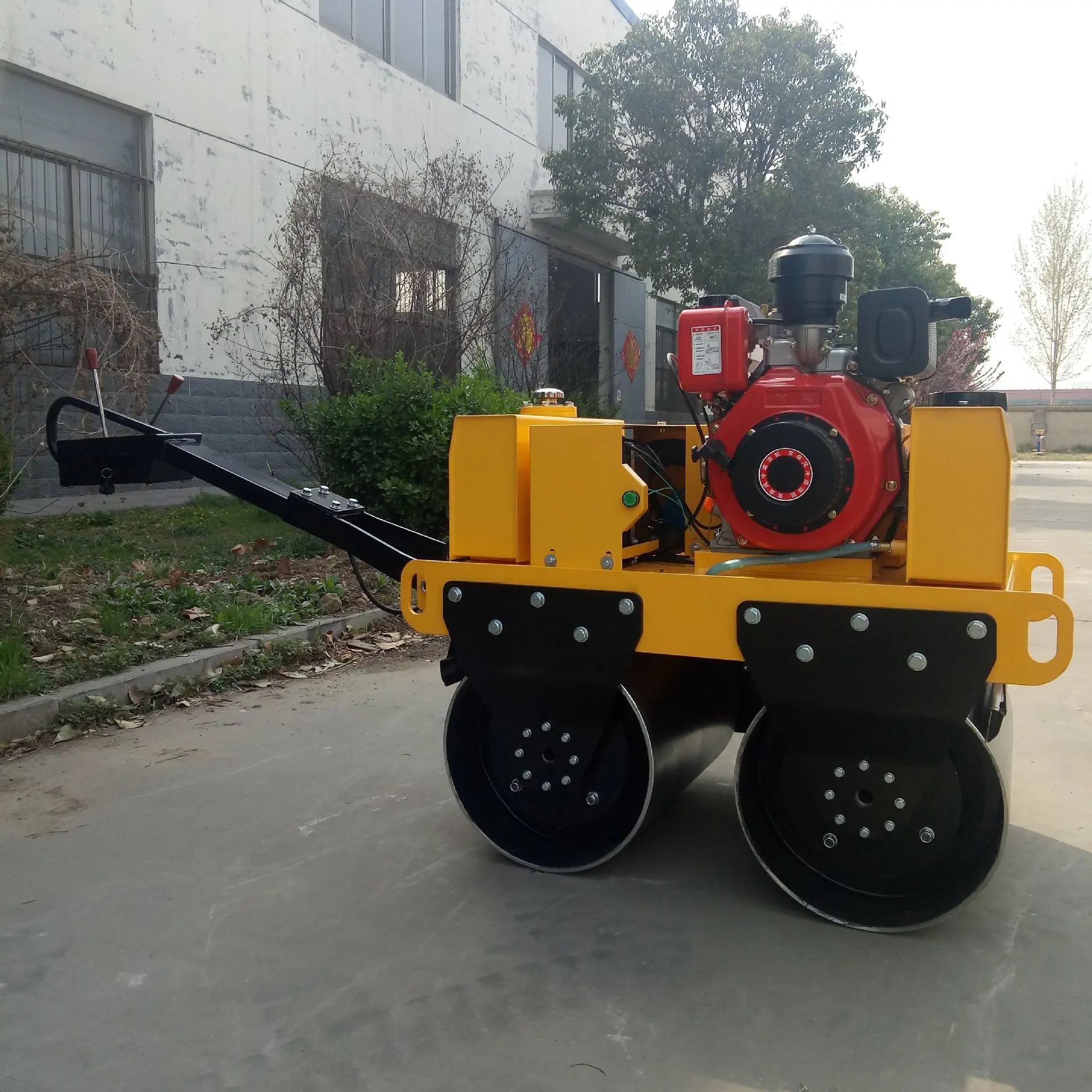 SONGMAO Hand Mini Road Roller Compactor Walk Behind Baby Double Drum Vibratory Hine