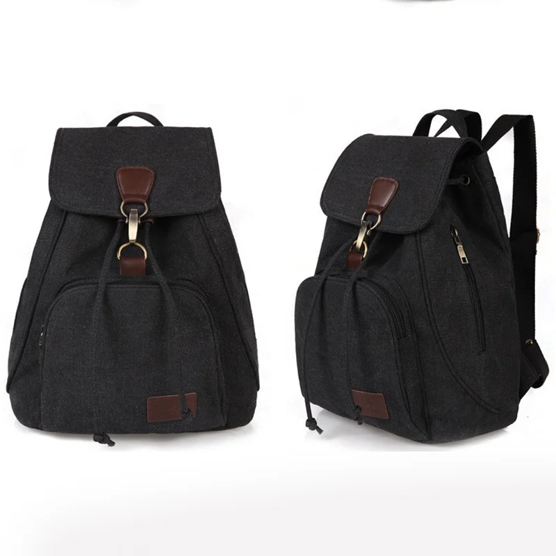 

UNISEX Canvas Backpack Female Vintage Pure Cotton Travel Bag Fashion Drawstring Laptop School Bags Shoulder Bag for Teenage