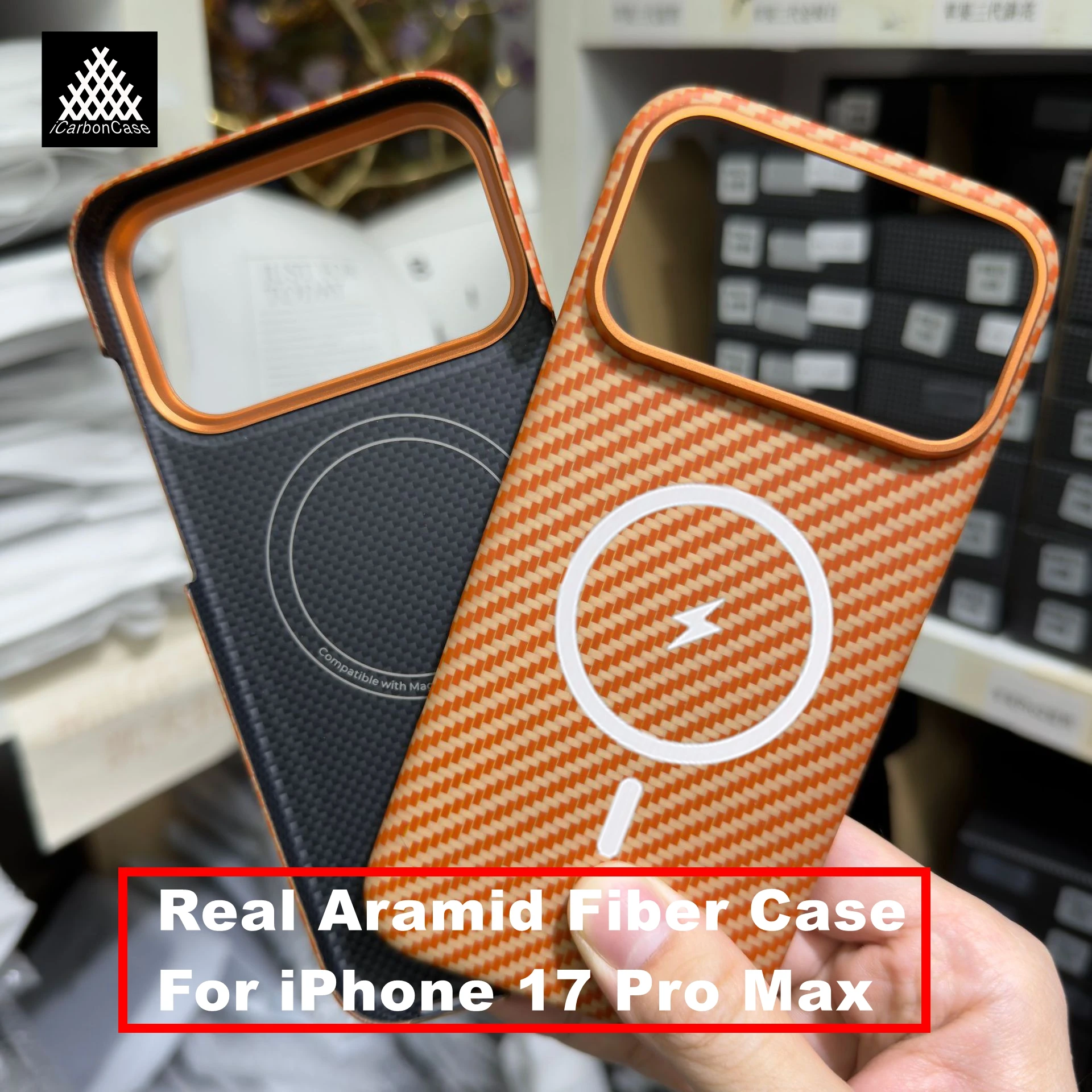 

100% Оригинальный чехол из арамидного волокна Kevlar для iPhone 17 Pro Max, магнитный, легкий, защитный, с поддержкой MagSafe и металлической рамкой для объектива