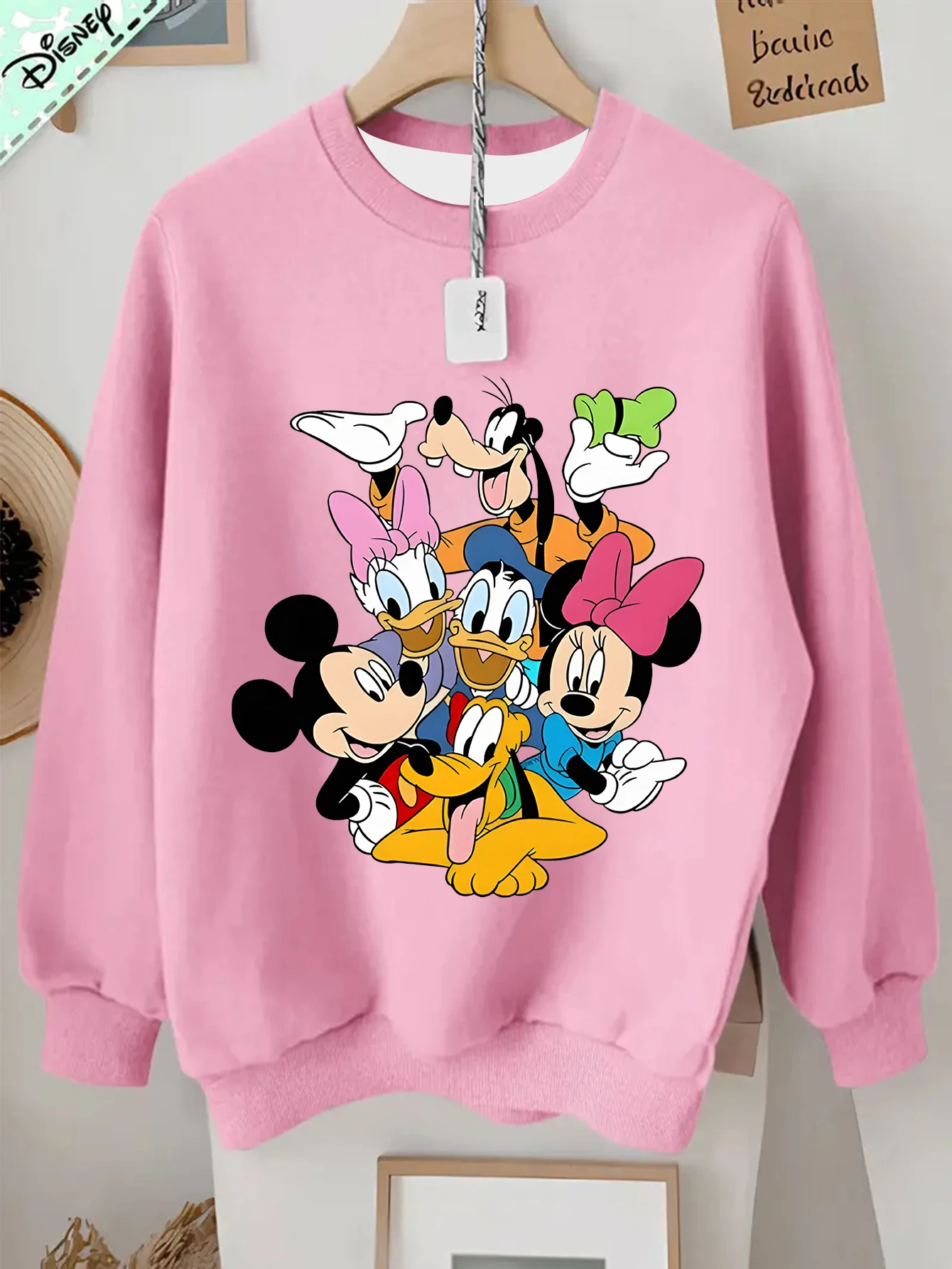 

Женская повседневная толстовка с длинными рукавами и принтом Микки, Минни и друзей, пуловер в осень-зиму, одинаковые комплекты для всей семьи