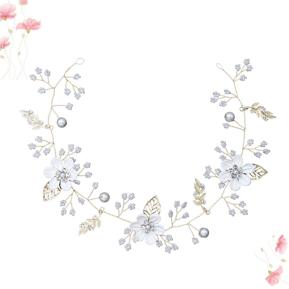 

Pearl Headband Flower Girl Hair Accessory Headgear Bridal Wedding Hairband Dried Crown Miss