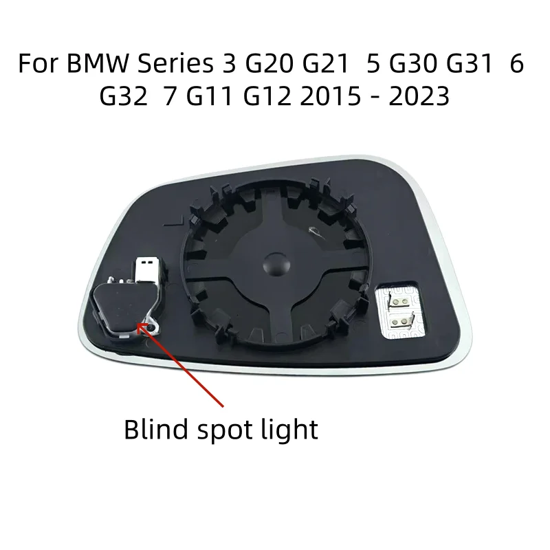 Replacement Heated Side Mirror Glass Wide Angle Blind Spot Warning For BMW 3 G20 G21 5 G30 G31 6 G32 7 G11 G12 2015-2023