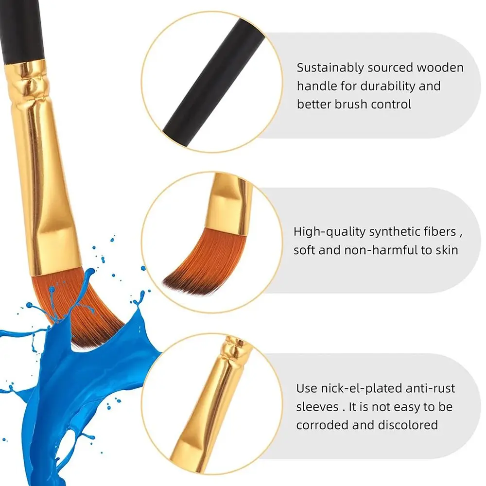 12 قطعة/المجموعة النايلون الشعر اللوحة فرشاة مجموعة مواد الاكريليك المائية الغواش النفط اللوحة فرشاة قصيرة الخشب قضيب متعدد الوظائف