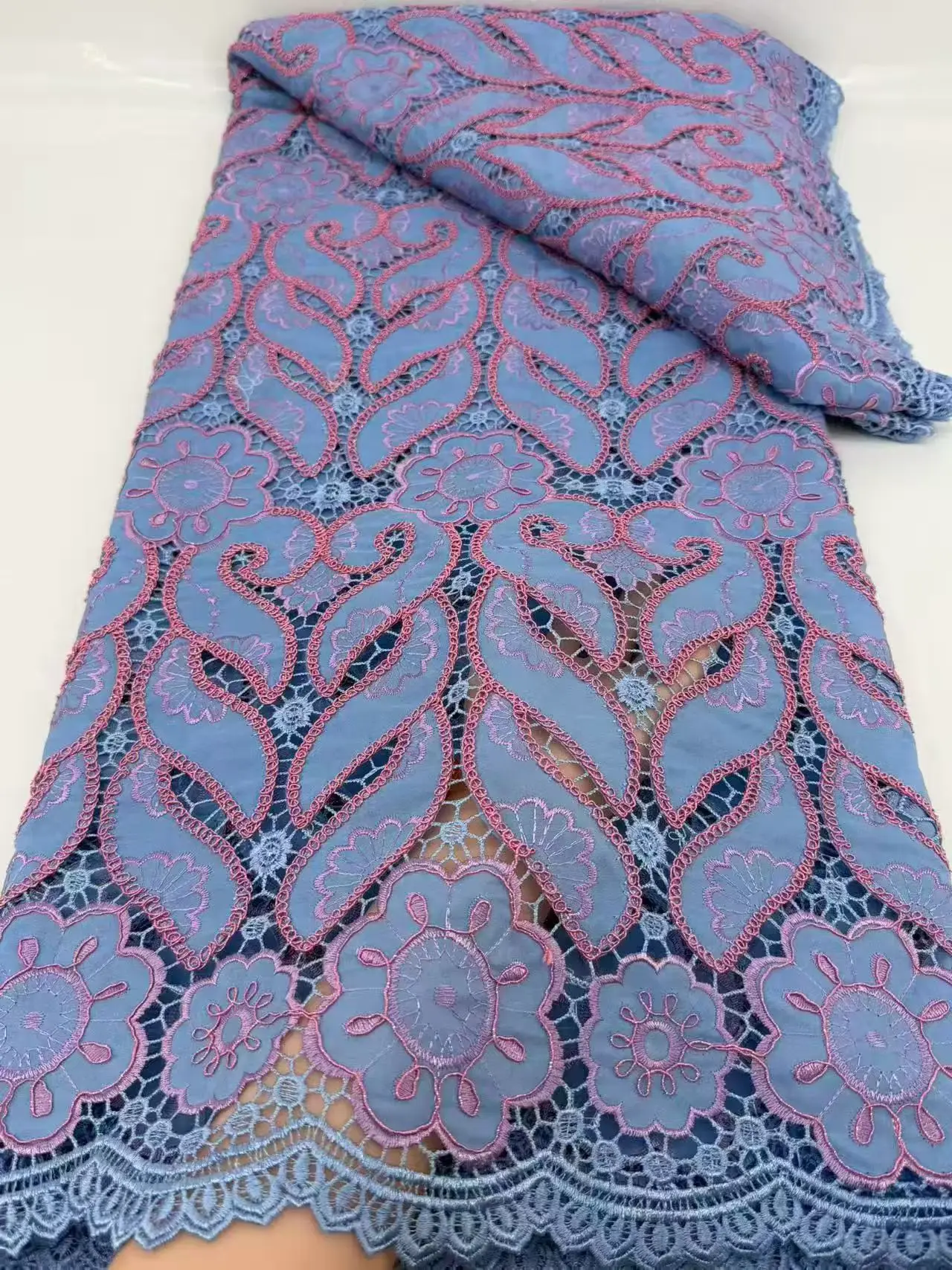 

2026 Nigerian Cord Guipure Lace Fabric High Quality 5 Yards Knitted Water Soluble African Lace Fabric Wedding Dress for Sewing