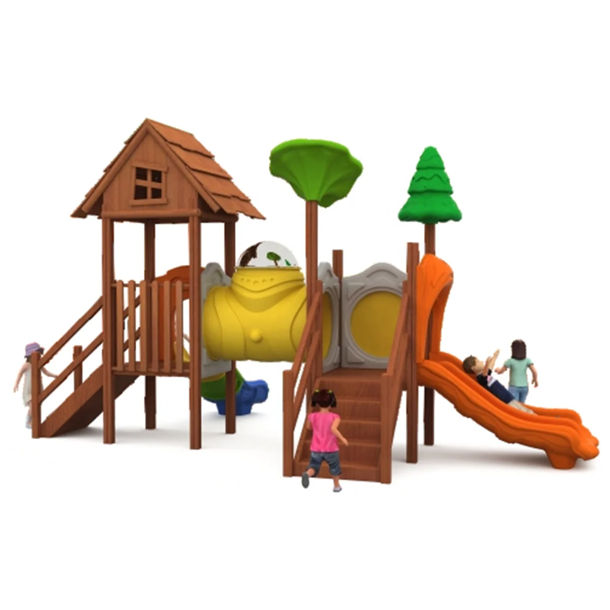 Children's Fun Exercise Wooden Playground Equipment Outdoor Play Facilities Game House with Slide Outdoor Play Children's Park