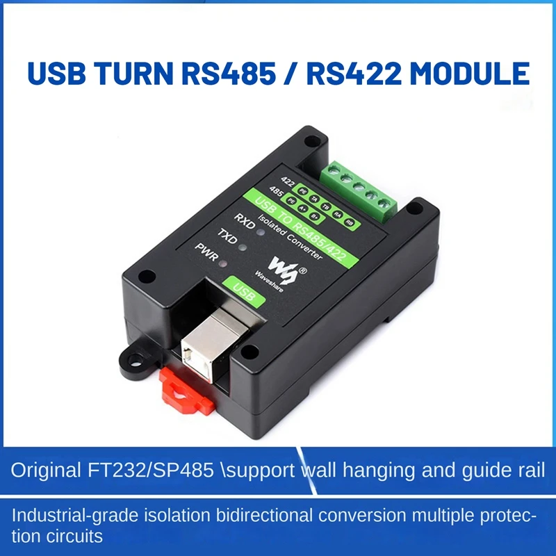 Waveshare Usb Naar Rs485/422 Rail-Type Industriële Geïsoleerde Converter Ft232/Sp485 Chip Ft232rnl 300bps-3mbps Usb Converter