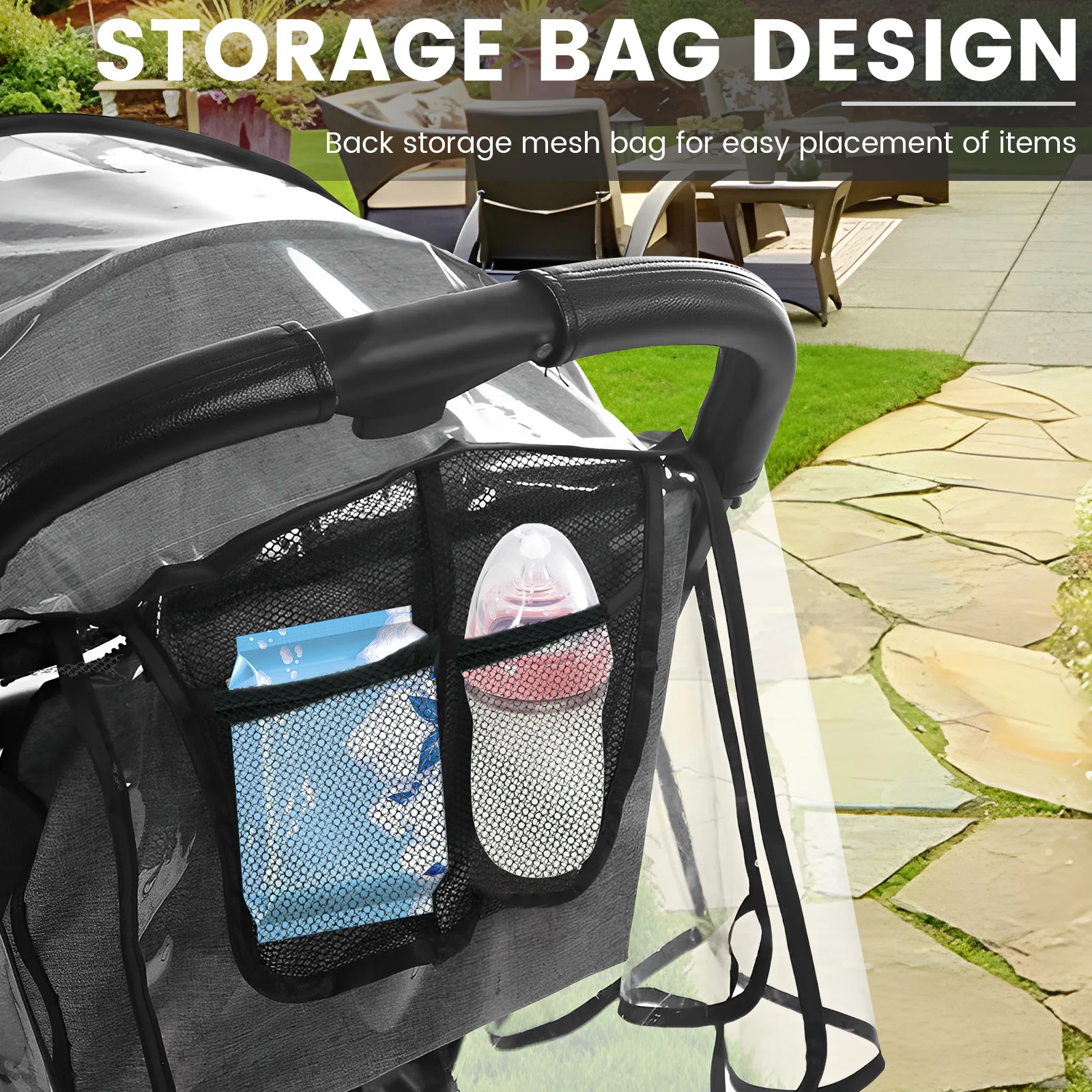 Stroller Rain Cover Baby Car Weather Wind Sun Shield Clear Stroller Breathable Trolley Umbrella Raincoat Accessories Universal
