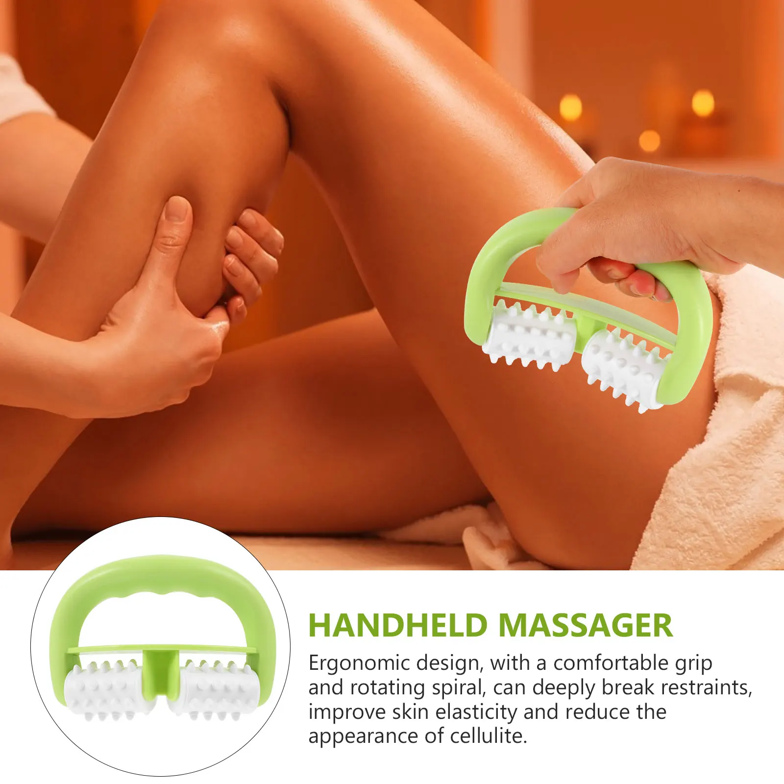 

Ergonomic Muscle Roller Stick Handheld Neck Arm Leg Thigh Body Cellulite Massage Roller Stick Relief Massage Tool Green