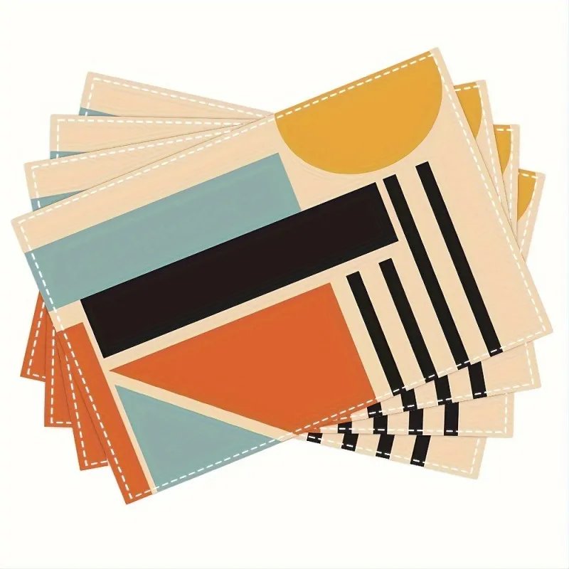 Mediterranean Tile Placemat Colorful Pattern Portuguese Style Dining Table Mat Heat Resistant Kitchen Decor Tableware Set of 4