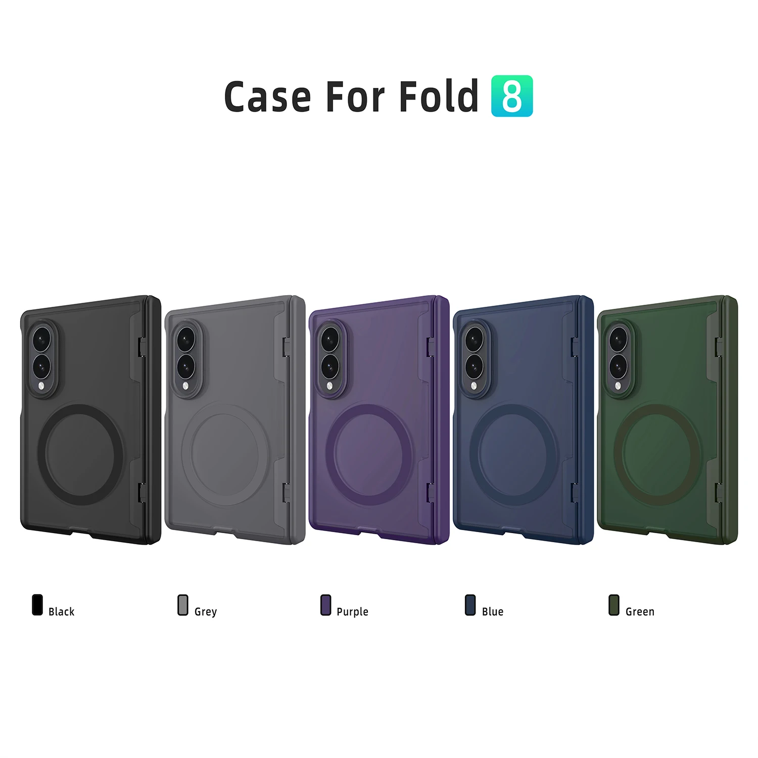 Spring Hinge Matte Transparent Magnetic Wireless Charging Case For Samsung Galaxy Z Fold 8 Wide 5G With Tempered Film Hard Cover