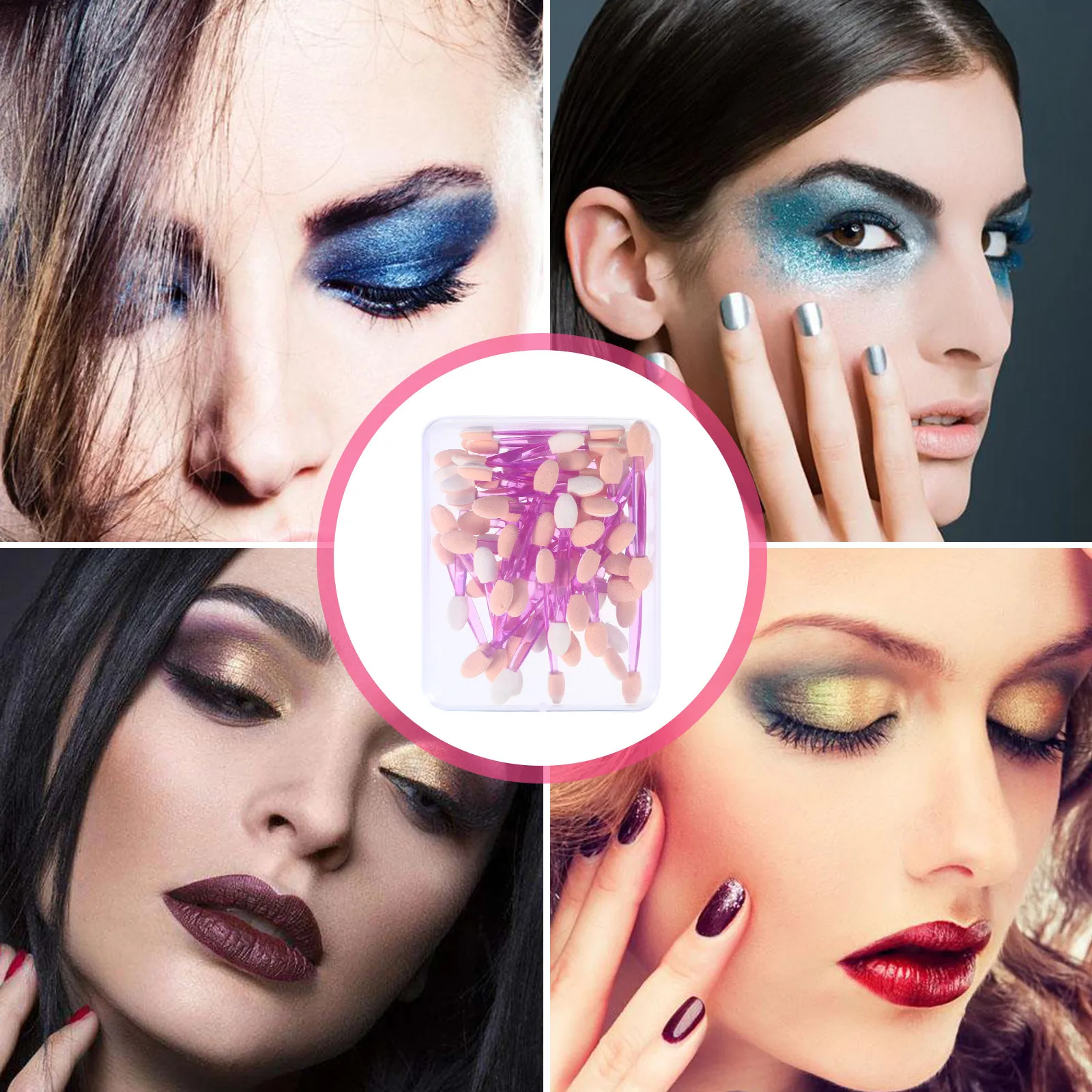 

100 шт. двусторонних портативных легких аппликаторов для теней для век, для путешествий, свадеб и повседневного использования, спонжи для теней