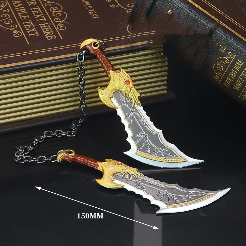 God of War 4 Keychain Kratos Chaos Blade Metal Weapon Model Toy Alloy key ring Pendant Game Peripherals Knife Katana Sword Gifts