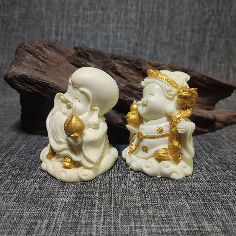 Wholesale Ivory Nut Carved Gold-Plated the God of Longevity Birthday Girl Home Car Decoration Birthday Celebration Hand Pieces