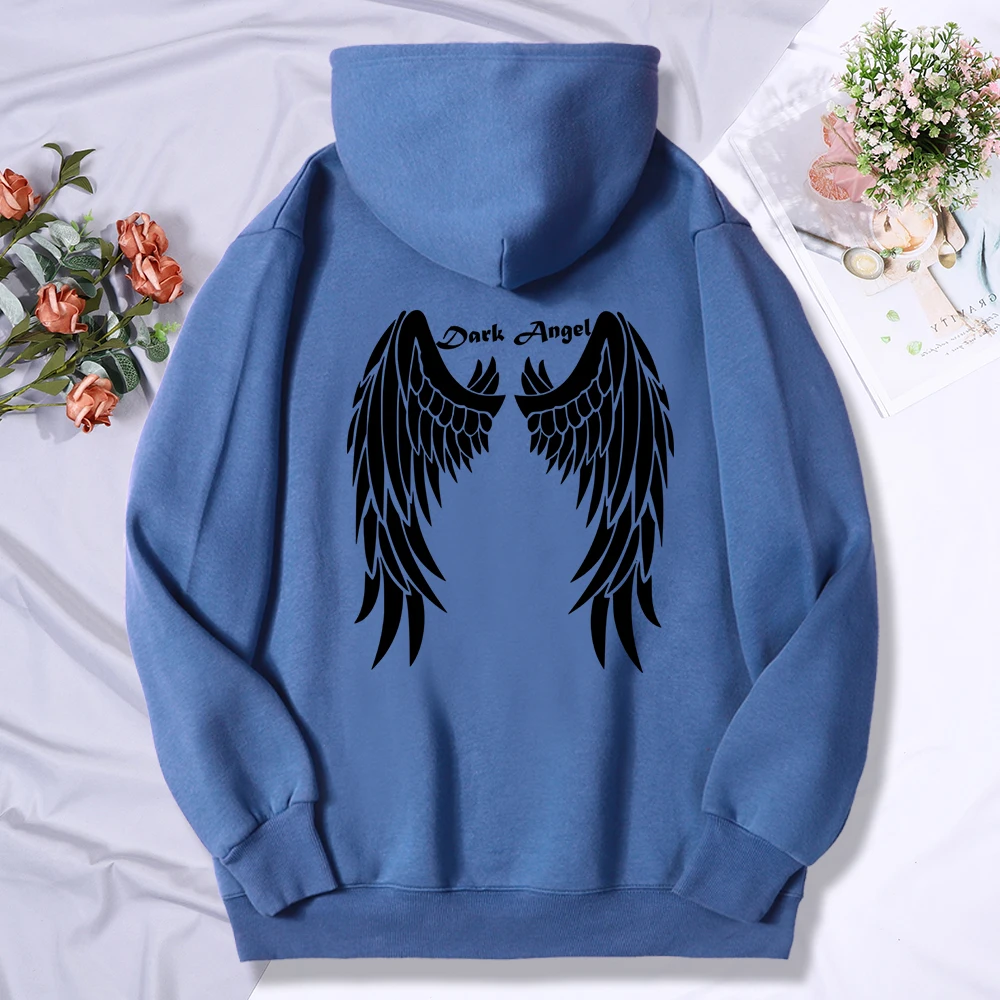 Dark Angel Giant Wings Print Women Hoodie Fashion Casual Hoody Loose Fleece Soft Sweatshirt Breathable Soft Sportswear Female