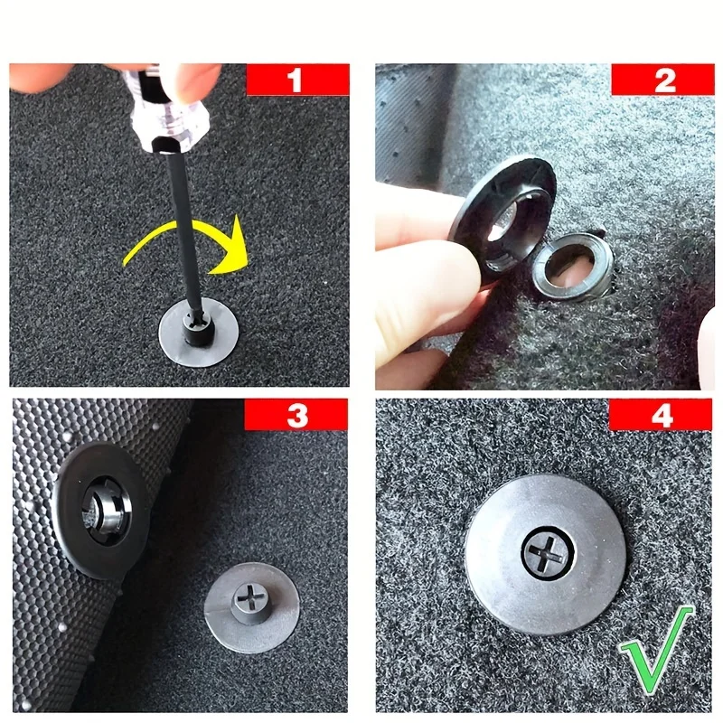10pcs Car Floor Mat Fixing Buckle Universal Foot Mat Anti Slip Carpet Fixed Circular Buckle Easy To Install Car Accessory