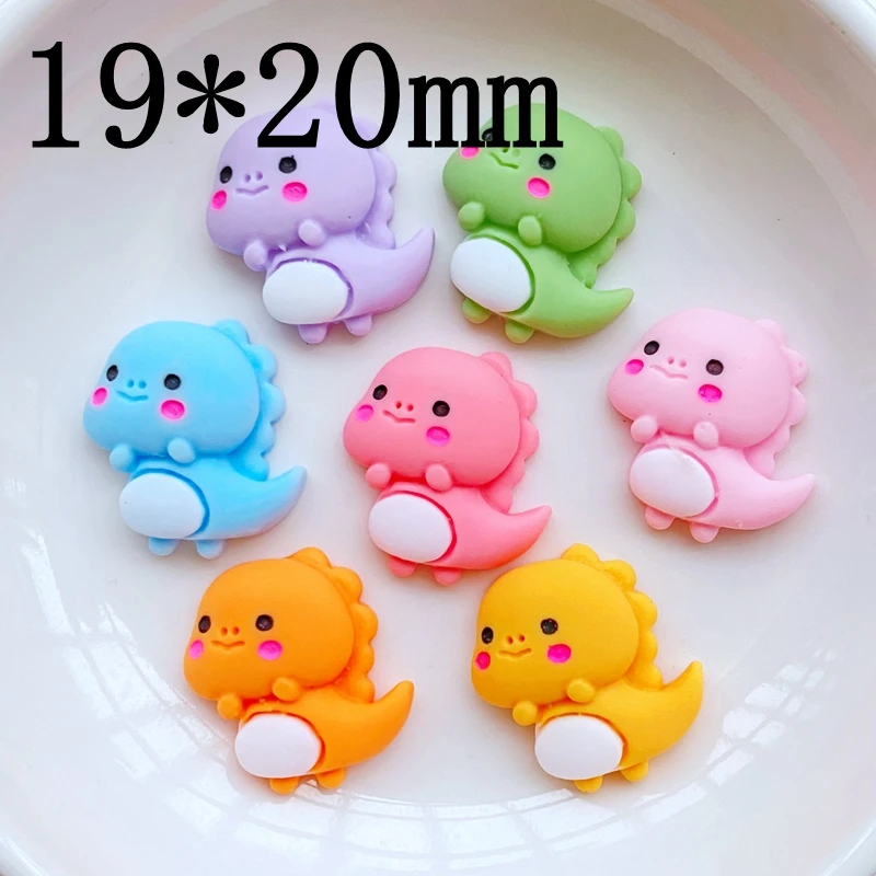 20Pcs New Cute Mini 19*20mm Cartoon Little Dinosaurl  Flat Back Resin Scrapbooking DIY Jewelry Craft Decoration Access