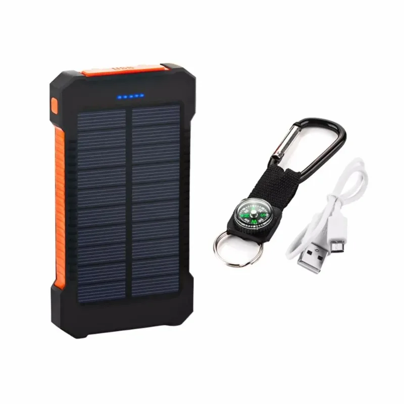 10W 20000mAh Solar Waterproof Emergency Charger External Battery Powerbank for IPhone/ Xiaomi MI Samsung LED SOS Light