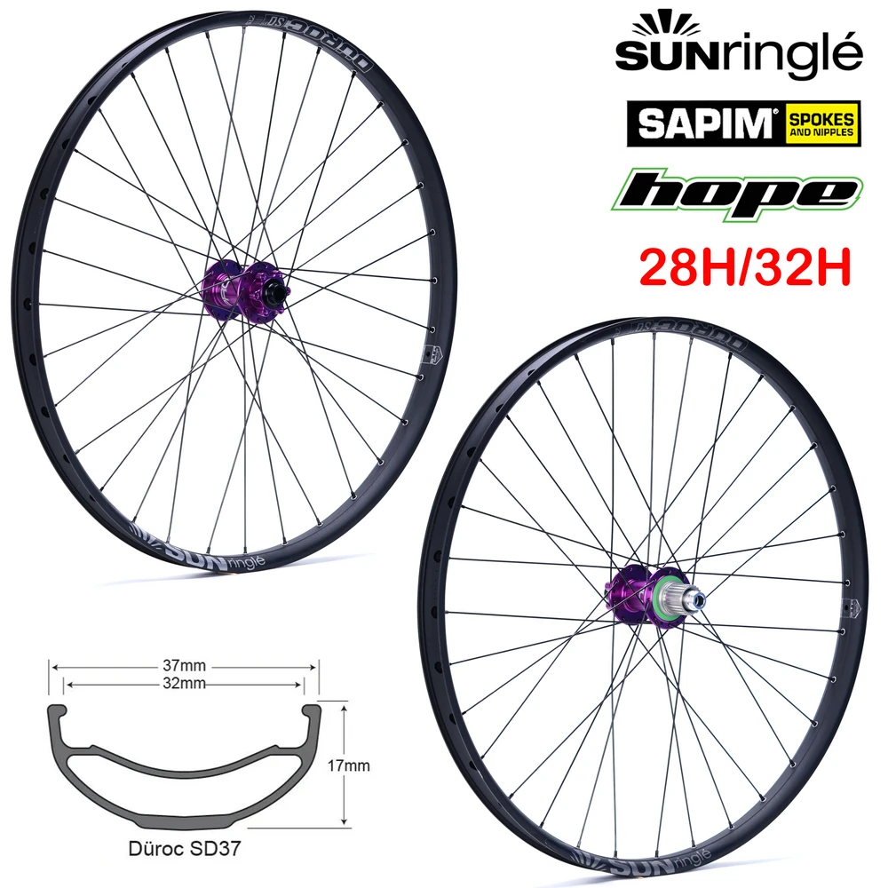 Hope-Rueda de bicicleta de montaña Pro4, llanta solar Duroc SD37 27,5/29er, buje MTB 110x15mm 148x12mm, radios Sapim