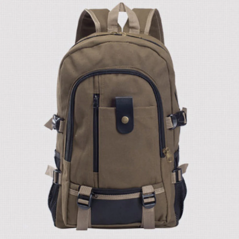 Men's Canvas Backpack Large-capacity Schoolbag Explosion Solid Color Rucksacks Fashion Casual Travel Sport Bag Backpack