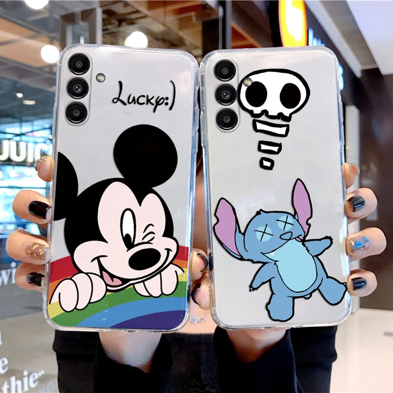Per Samsung Galaxy M23 M33 5G Custodia per telefono in silicone morbido trasparente Cover posteriore trasparente Topolino Minnie Mouse Daisy Paperino Stitch