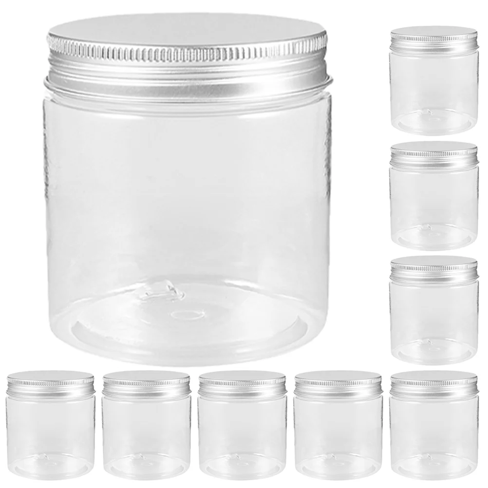 8 Pcs Jam Honey Jars 250ml Mini Transparent Silver Aluminum Lid Mason Set Small Plastic Sealing Lidded Grey