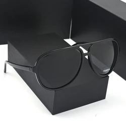 Vazrobe Oversized Aviation Sunglasses Polarized Male TR90 Sun Glasses for Men Black Spring Hinge Polaroid Ultralight UV400