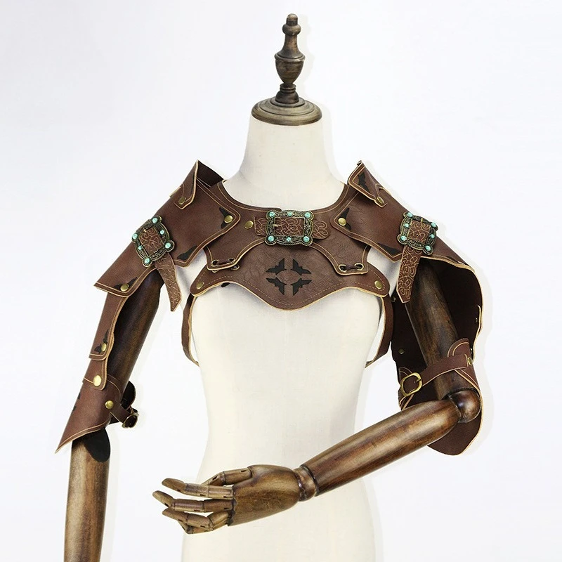 

Steampunk Shoulder Armor Armour Woman Man Retro Mechanical Gear Medieval Leather Shawl Costume Cosplay Anime Accessory Prop