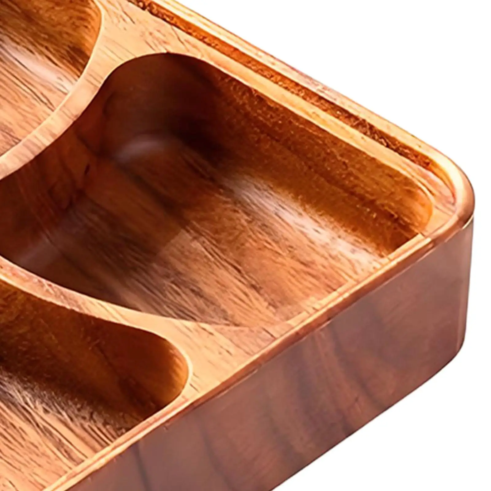 Snack Bowl 4 Grid Smooth Safe Organizer Tray Wooden Nuts Snack Bowl For Friends Men Women Nuts Dried Fruit Home Kitchen Party