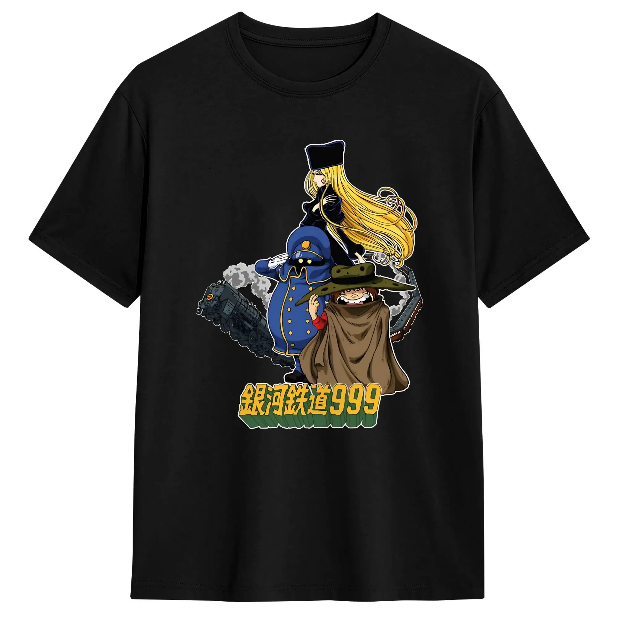Camisetas Galaxy Express 999 para homens, camiseta vintage de algodão puro, gola redonda, manga curta, tamanho grande