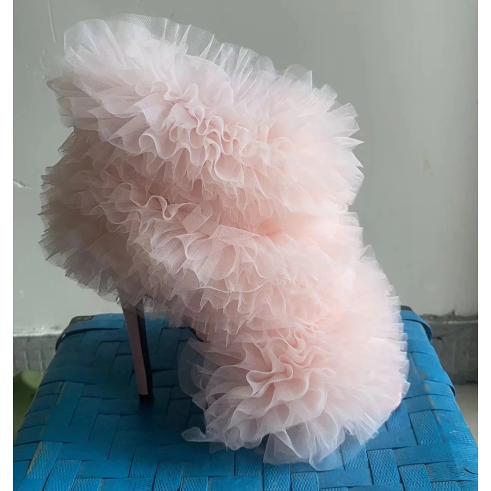 Sandal Sepatu Modis Hak Tinggi Hak Persegi Bunga Jaring Baru Wanita Zapatos Mujer