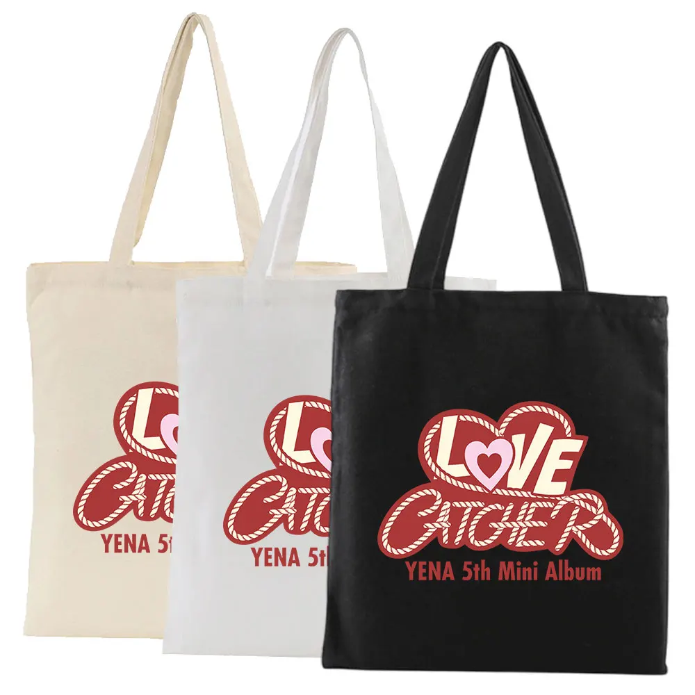 

Kpop YENA 5th Mini Album LOVE CATCHER Peripheral Printed Canvas Tote Bag Student Casual Women's Hand Bag Zipper Shoulder Bag