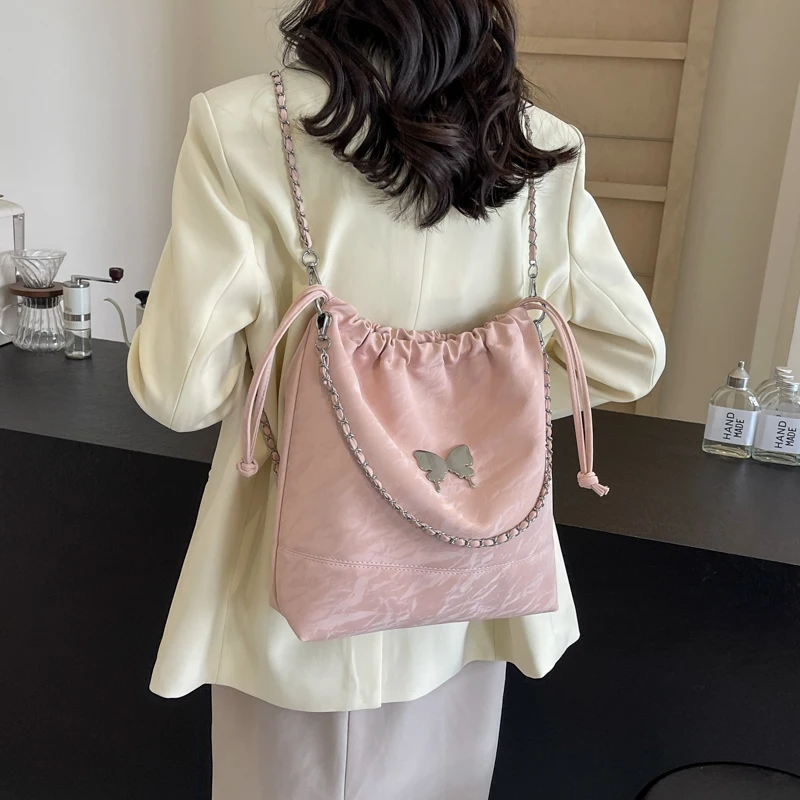 LEFTSIDE Small Crossbody Bags for Women 2024 Trend Korean Fashion Leather Shoulder Bag Females Solid Color Chain Handbags