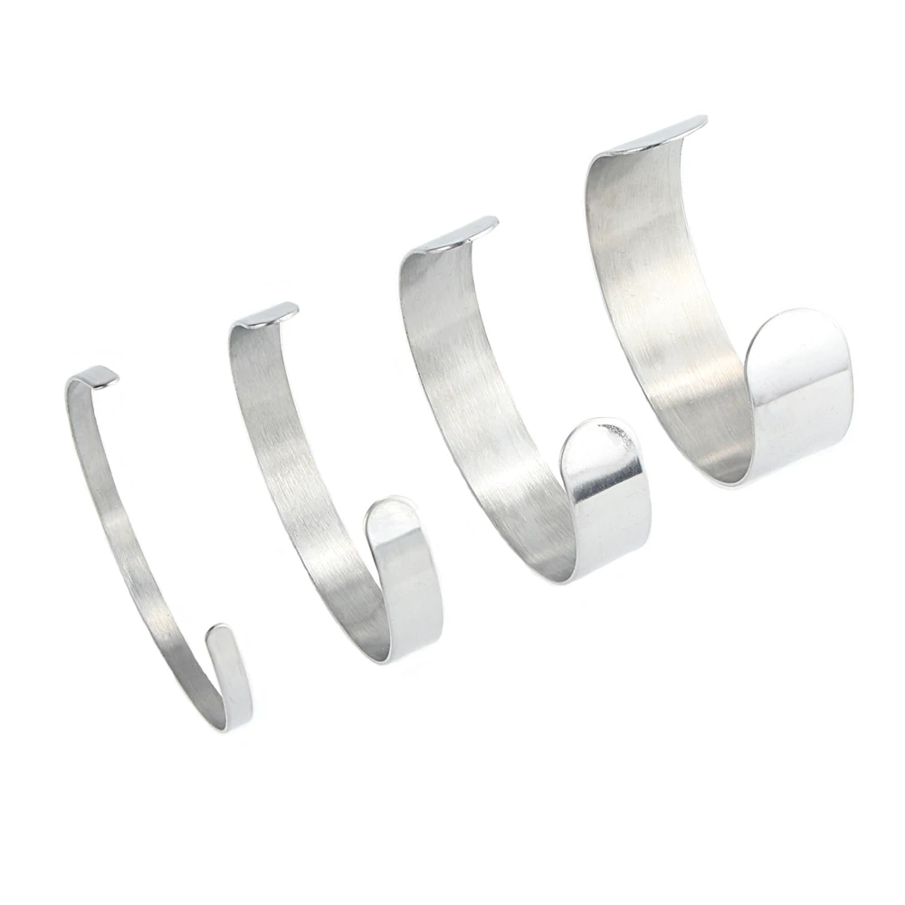 2 Stück modische C-förmige offene Armbänder aus Edelstahl – Armband-Näh- und Formwerkzeug, 4 Größen erhältlich (5/10/15/20 mm breit)