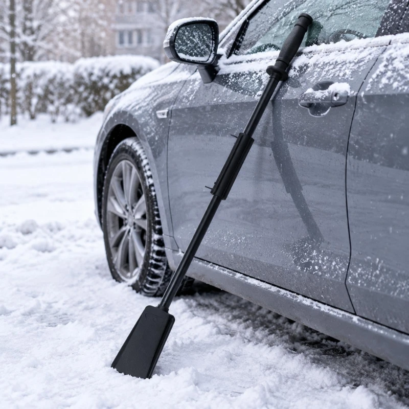 Snow Blower Unclogging Tool for Small Snow Blowers, with Textured Grip and Flat Clearing End for Snow and Ice Blockage Removal