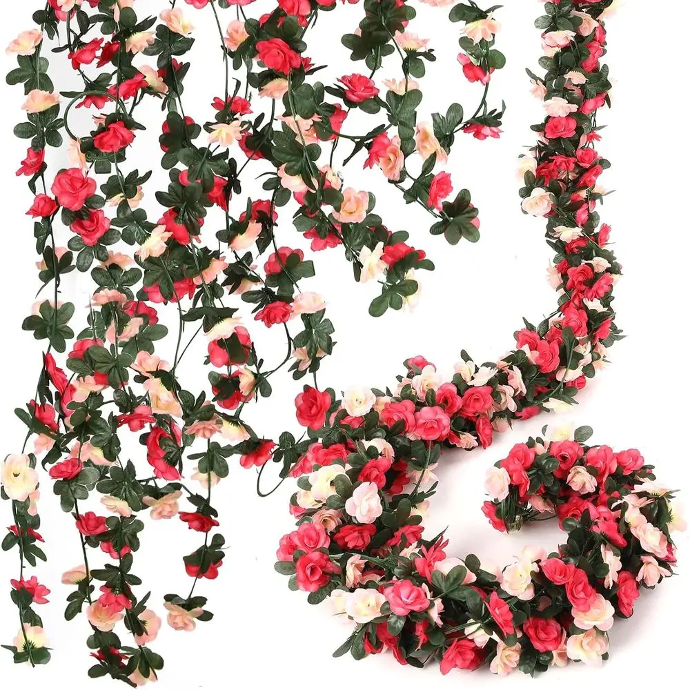 

Набор из 16 гирлянд 131.2 T, цветочные гирлянды, розовые лозы для свадеб, садов, декора стен, фонов, спален, дней рождения