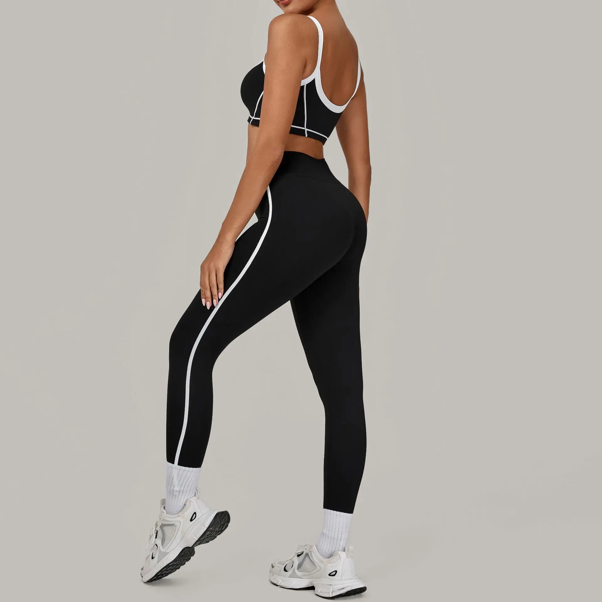 

2PCS Removable Padding Sports Bra Pants Fitness Suit Women's Yoga Set High Waist Peach Hip Running Workout Gym Leggings Yoga Set