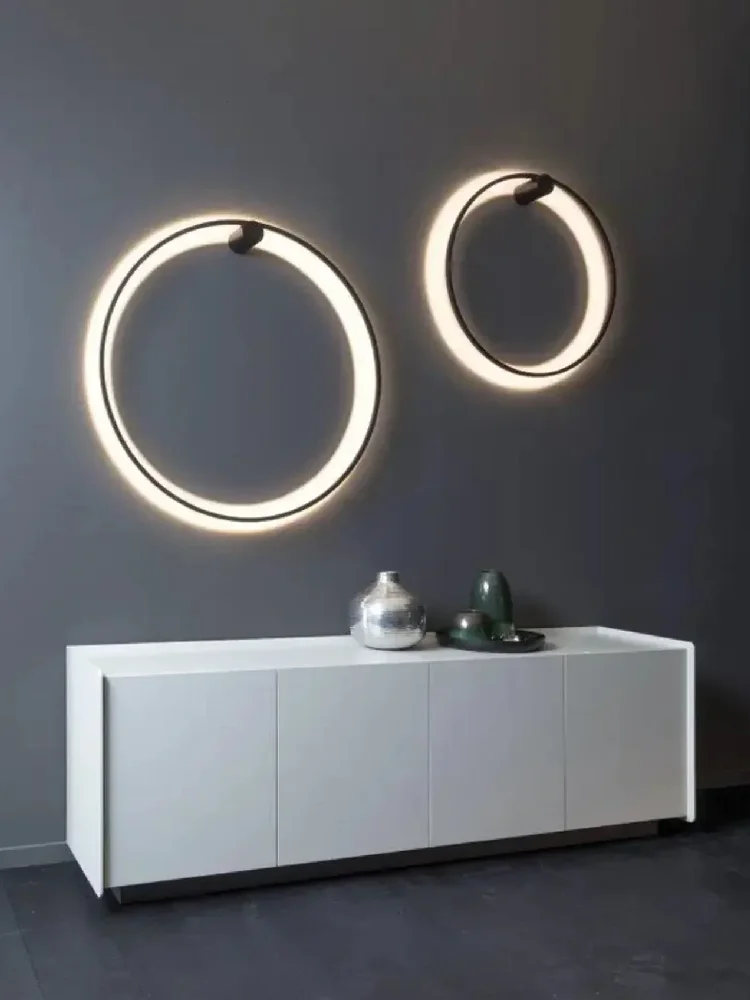 Modern minimalist LED circular wall lamp living room background wall circular creative wall lamp bedroom lighting fixture