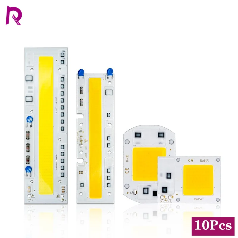 Chip LED de 220V, 110V, 10W, 20W, 30W, 50W, 100W, IC inteligente, cuentas LED DIY para reflector LED, blanco frío y cálido, lote de 10 Uds.