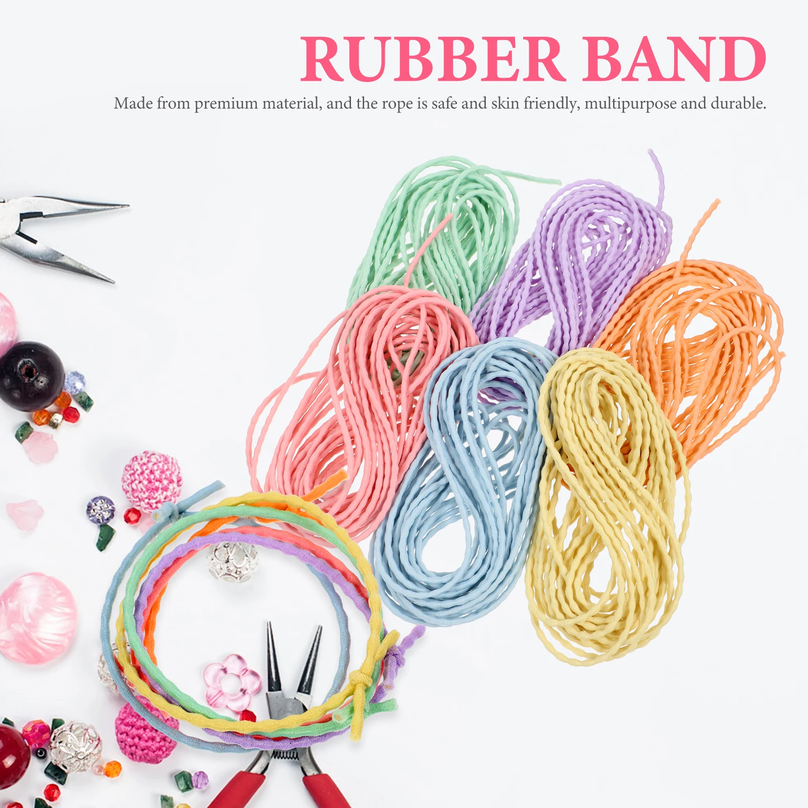 

6 Pcs Colorful Hair Rope Bracelet Making Cord Elastic Beading Ties Accessories Bands DIY Elastics Stretchy for