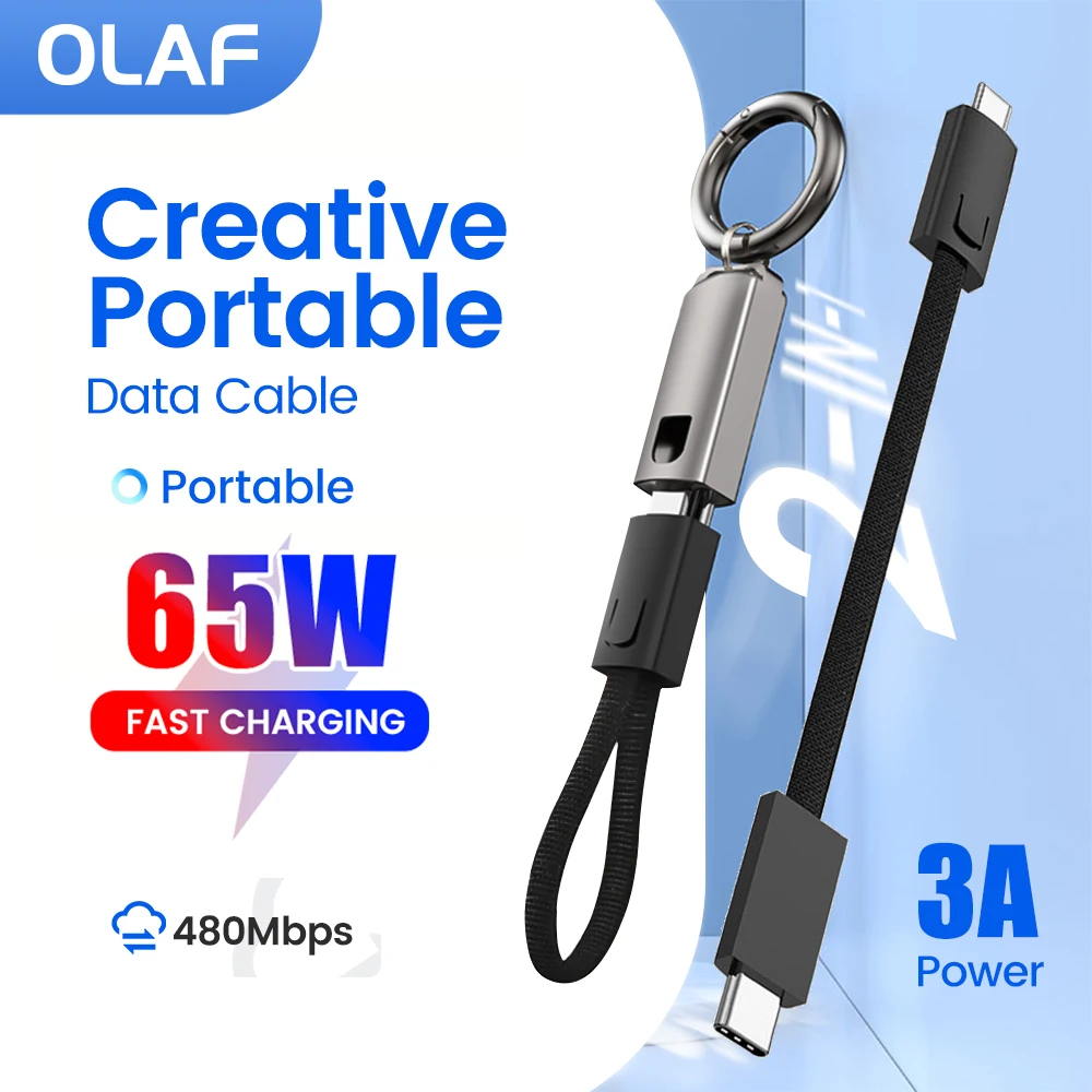 10CM Short USB Type C Cable 3A Fast Charging Dual Type C Cable For iphone 15 Xiaomi Samsung PD65W Creative Portable Data Cable